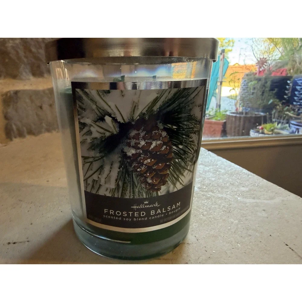 Hallmark Frosted‎ Balsam Scented Soy Blend Candle 3 Lead Free Wicks Large